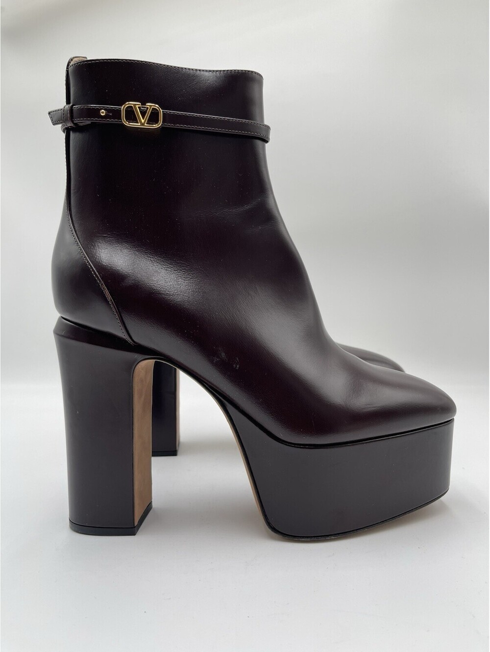 Valentino Garavani Tan-Go platform ankle boots in dark brown Leather Size 37.5